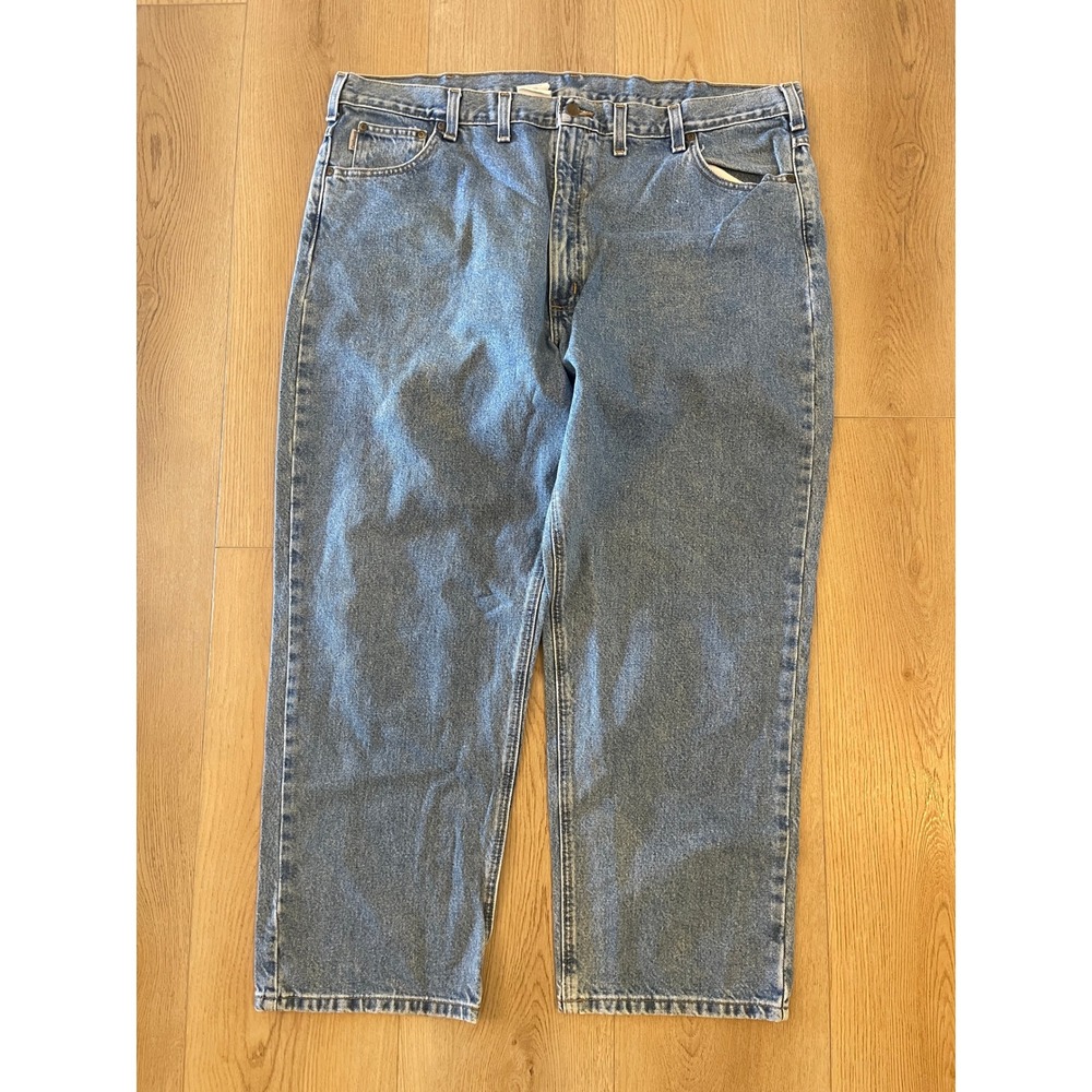 Carhartt Mens Relaxed Fit Straight Leg Jeans Blue Denim 46x30 Workwear Pants